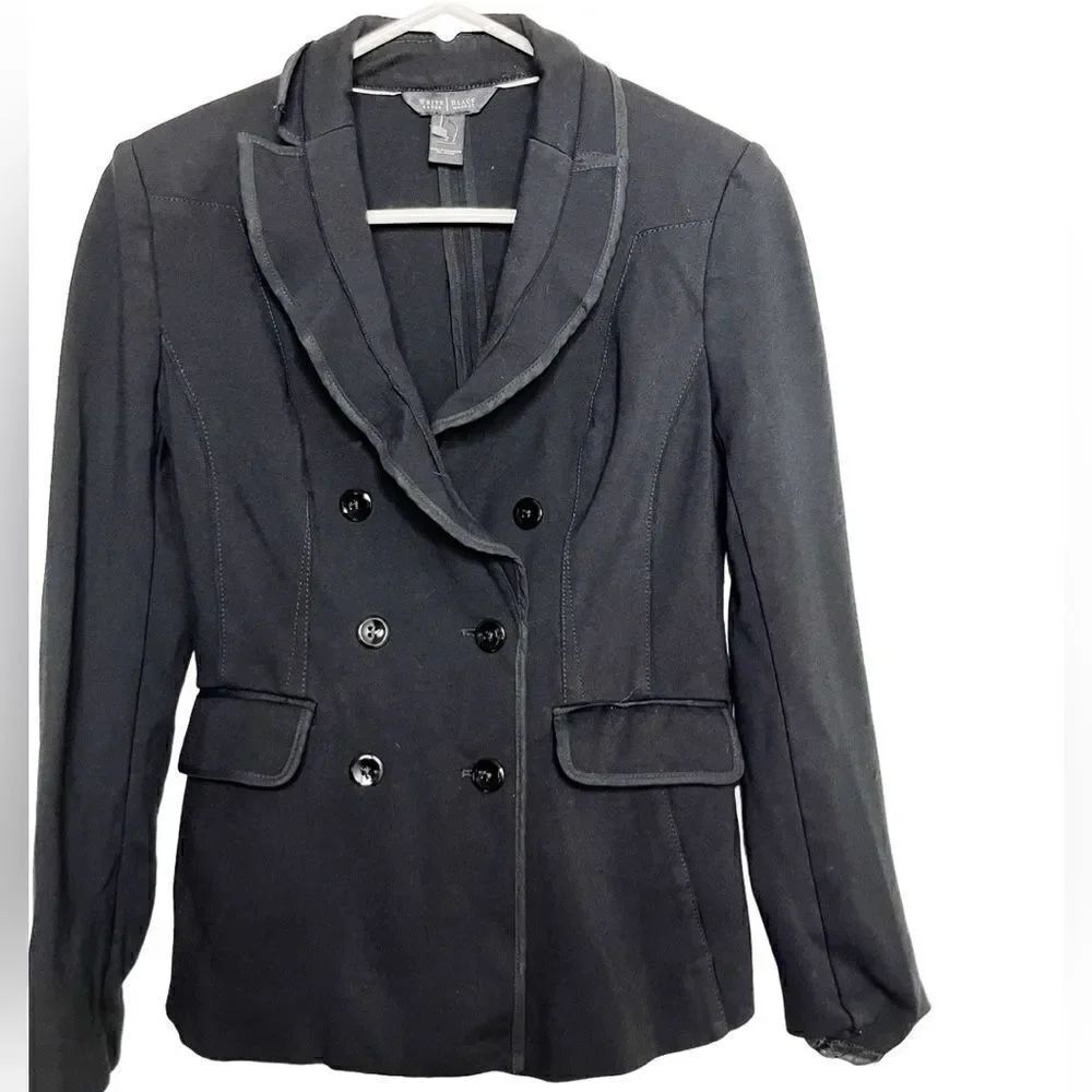 White House Black Market Ruffled Heavyweight Blazer Black Size 2